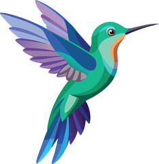 Obraz premium hummingbird and flower A strikingly colorful hovering Bird vector illustration Hummingbird cartoon design 