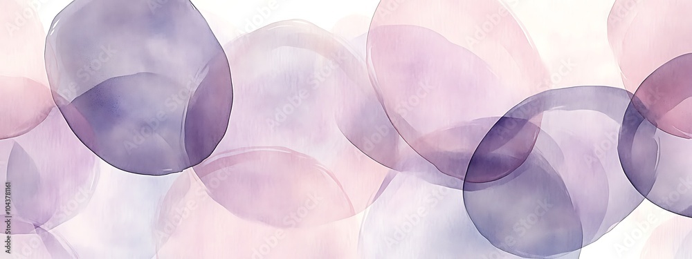 Aufkleber abstract watercolor background with overlapping circles in purple and pink tones.