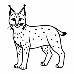 Obraz premium Monochrome Illustration of a Lynx with Spot Patterns and Tufted Ears