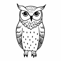Obraz premium Detailed Line Art Illustration of a Wise Owl in Black and White