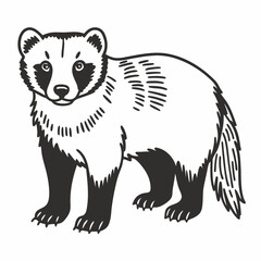 Fototapeta premium Hand Drawn Stylized Badger Illustration Black and White Vector Art Design