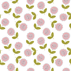 colorful charcoal doodle flowers childrens style. seamless pattern. hand draw pattern. flowers smile to you