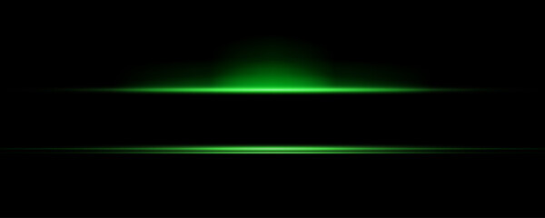 Particle motion effect. Magic of moving fast lines. Green special effect, speed line. Laser beams, horizontal light rays. Glowing flare spark and flash lights. Luminous trail. Vector