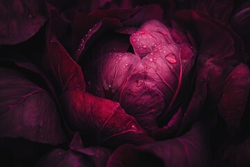 Vibrant Fresh Red Cabbage Close-up. Healthy Food Concept in Premium View