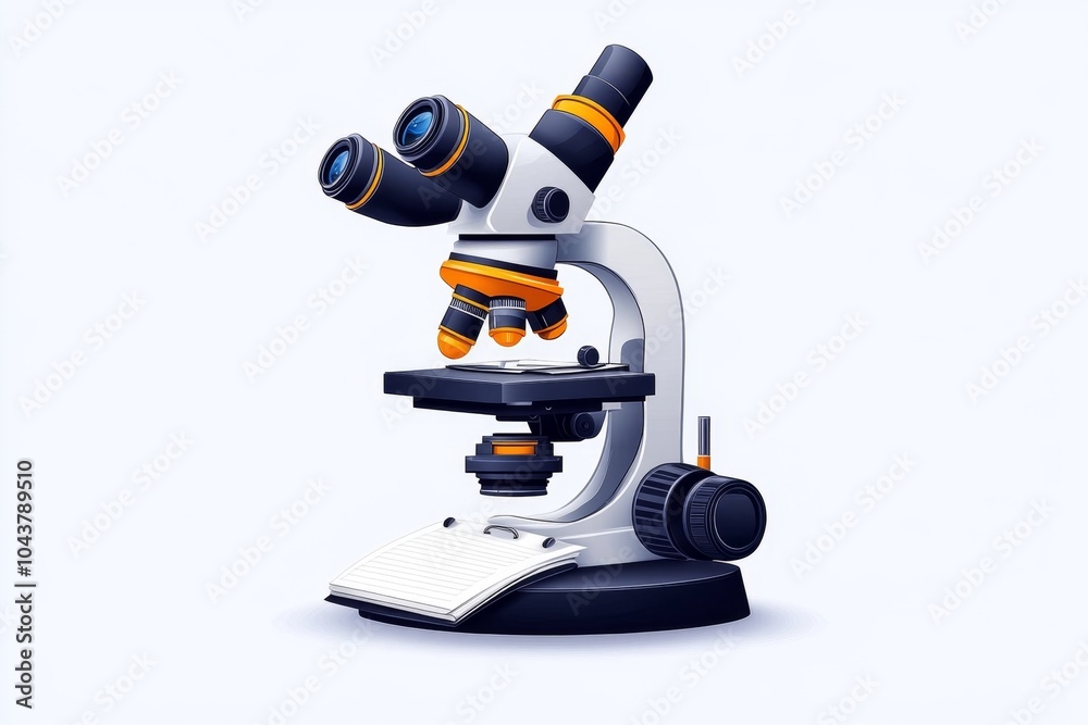 Aufkleber Minimalist design of a microscope and notebook, symbolizing the tools of empirical observation and scientific study