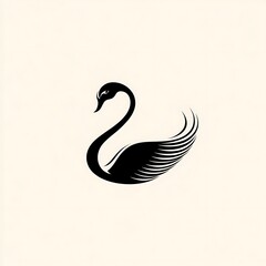 Fototapeta premium Elegant black swan silhouette with spread wings.