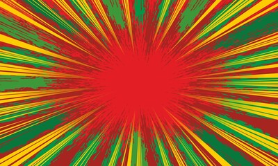 Fototapeta premium christmas ragged grunge exploding starburst abstract impact background in red green and gold with manga style rays