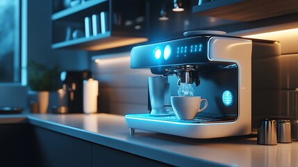 Fototapeta premium Modern Kitchen Interior Design with Integrated Appliances: Sleek White Cabinets, Stainless Steel Fixtures, Minimalist Layout – Ideal for Contemporary Home, Apartment, or Architectural Visualization