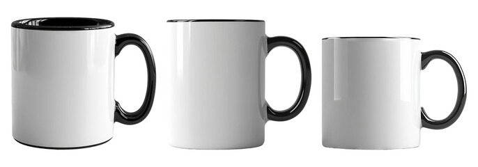 Simple Mug Collection on Transparent Background