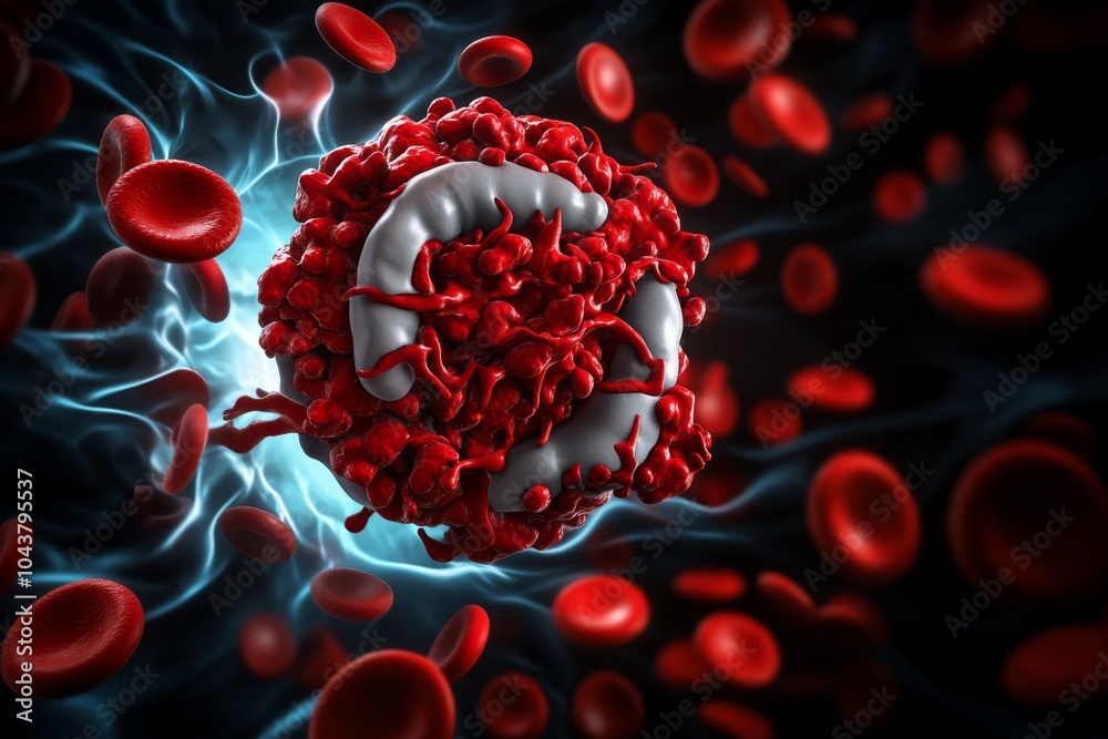 Aufkleber simple line art of platelets interacting with fibrin, illustrating the process of clot formation in 