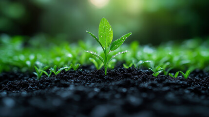 a new little plant is growing in the soil