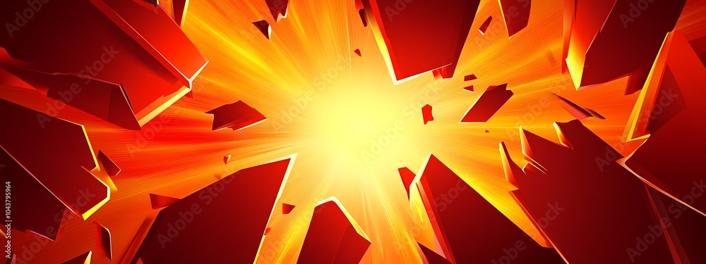 Poster Red and yellow abstract exploding background.