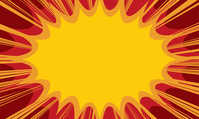 starburst panel in fiery red and orange exploding marketing sales blast impact abstract background with middle ground manga style rays