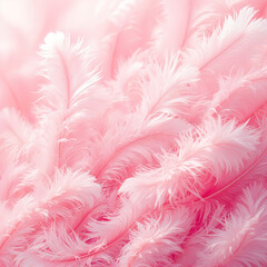 Soft, fluffy pink feathers with a warm, pastel color palette