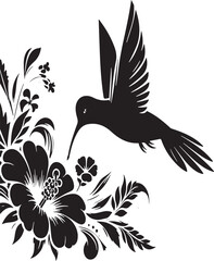 Humming bird silhuette vector style with white background 
