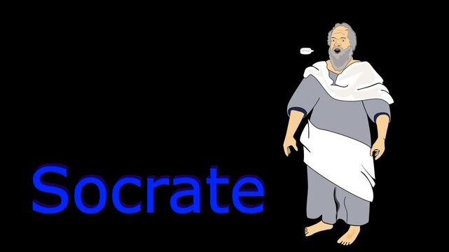 A 2d quote animation of ancient greek philosopher Socrates with a transparent background.