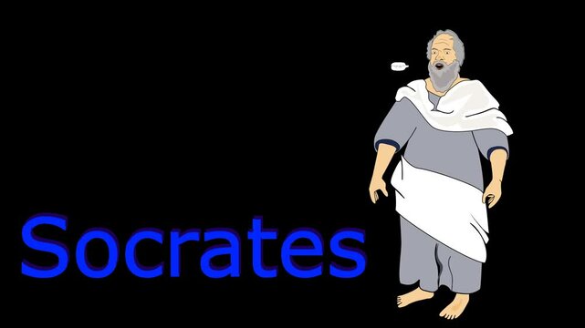 A 2d quote animation of ancient greek philosopher Socrates with a transparent background.