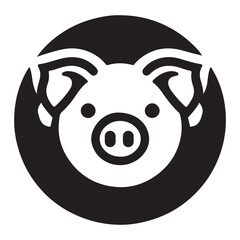 Charming pig logo icon in a sleek vector style on a clean white background. Ideal for farm-related brands, food products, or playful designs. Eye-catching and versatile