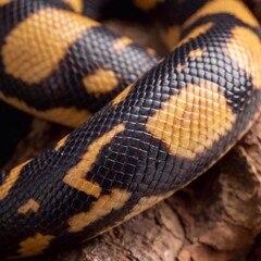 Obraz premium extreme macro shot of a snake scales shedding, with the old skin in sharp focus as it peels away, while the newly exposed scales and background blur softly, symbolizing renewal