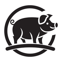 Charming pig logo icon in a sleek vector style on a clean white background. Ideal for farm-related brands, food products, or playful designs. Eye-catching and versatile