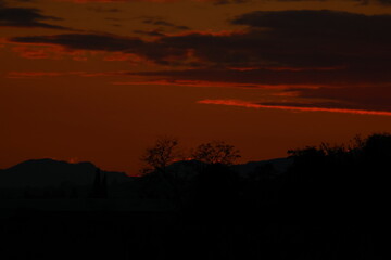 Spectacular sunset in the sky of Sacile, Italy