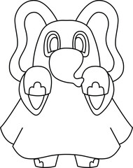 Elephant Halloween Ghost Animal Vector Graphic Art Illustration