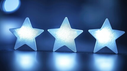 Obraz premium Five bright stars lighting up on a rating interface, representing customer satisfaction