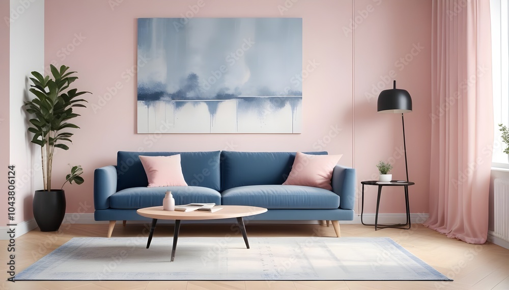 Wall mural illustration of the living room interior