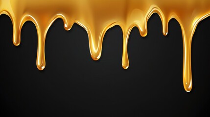 Golden honey dripping on a dark background
