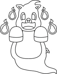 Pig Halloween Ghost Animal Vector Graphic Art Illustration