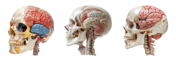 Realistic Human Skull with Brain Illustrations