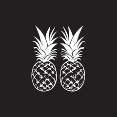 Obraz premium Pineapples In cartoon, hand-drawn flat style. image for social media, websites and UI. Isolated 2D vector design in logo, icon, sketch style, simple line vector, single color. AI Generative Art.