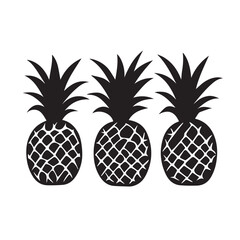Fototapeta premium Pineapples In cartoon, hand-drawn flat style. image for social media, websites and UI. Isolated 2D vector design in logo, icon, sketch style, simple line vector, single color. AI Generative Art.