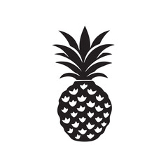 Obraz premium Pineapples In cartoon, hand-drawn flat style. image for social media, websites and UI. Isolated 2D vector design in logo, icon, sketch style, simple line vector, single color. AI Generative Art.