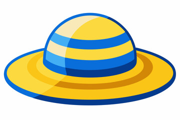 Summer straw hat. Illustration of beach straw hat (yellow and blue) isolated on a white background