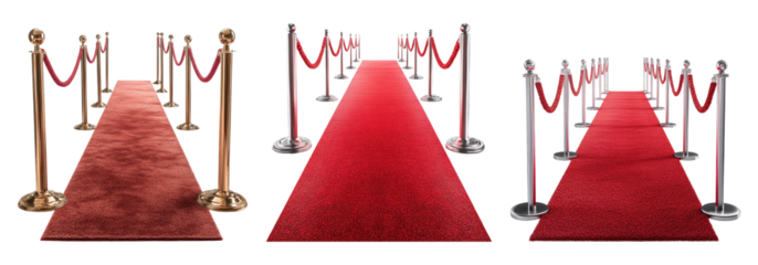 Red Carpet with Stanchions on Transparent Background