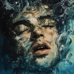 Portrait of a person under water