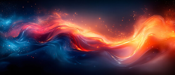 Obraz premium Abstract Liquid Light Swirling with Red, Orange, and Blue Colors