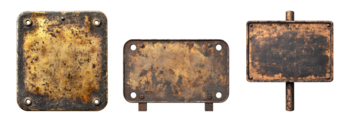 Rustic Vintage Metal Sign on Transparent Background