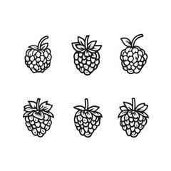Raspberries In cartoon, hand-drawn flat style. image for social media, websites and UI. Isolated 2D vector design in logo, icon, sketch style, simple line vector, single color. AI Generative Art.