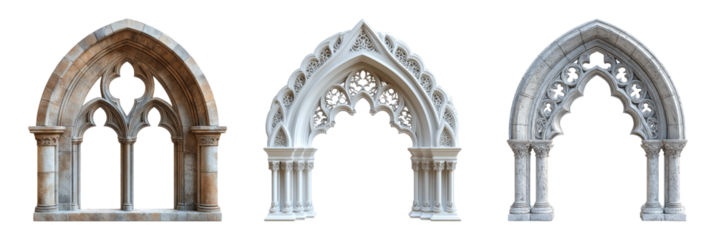Gothic Arch Designs on Transparent Background