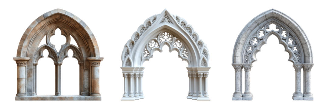 Gothic Arch Designs on Transparent Background