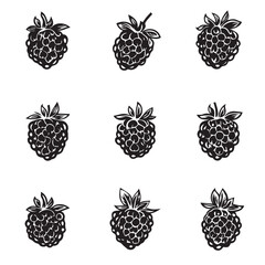 Raspberries In cartoon, hand-drawn flat style. image for social media, websites and UI. Isolated 2D vector design in logo, icon, sketch style, simple line vector, single color. AI Generative Art.