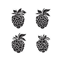 Obraz premium Raspberries In cartoon, hand-drawn flat style. image for social media, websites and UI. Isolated 2D vector design in logo, icon, sketch style, simple line vector, single color. AI Generative Art.