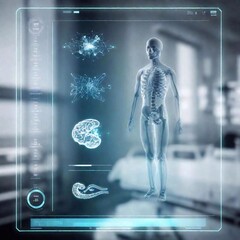 "A digital health interface powered by AI, showing personalized patient insights, predictive health analytics, and automated treatment recommendations on a sleek, futuristic display."