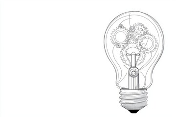 Logo, emblem, web banner, presentation using lightbulb with gear wheels. Simple creative innovation concept.