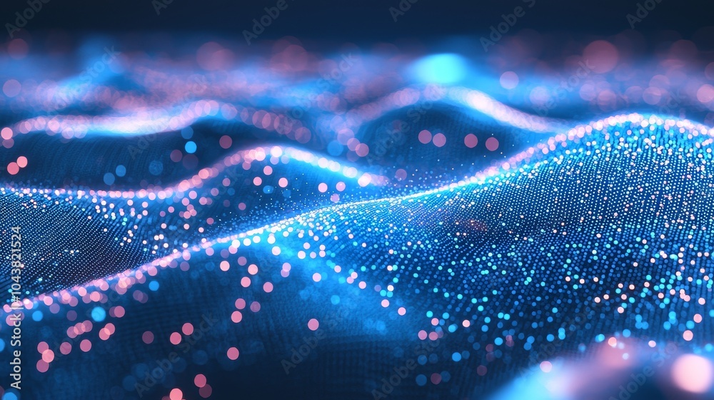 Poster cyber big data flow. blockchain data fields. network line connect stream. ai technology, digital com