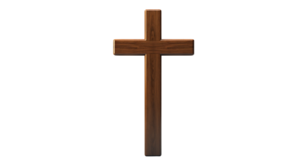 A Catholic cross, simple and elegant, isolated on a transparent white background, symbolizing faith and devotion, with clean lines and a minimalist design.