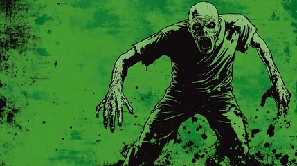 Fototapeta premium Menacing Zombie Emerging from the Ground