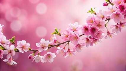 Fototapeta premium Sakura flowers isolated on pink background